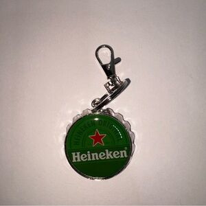 Heineken Bottle Opener Keychain Shaped Like Beer Bottle Top 1.75” Heineken Logo